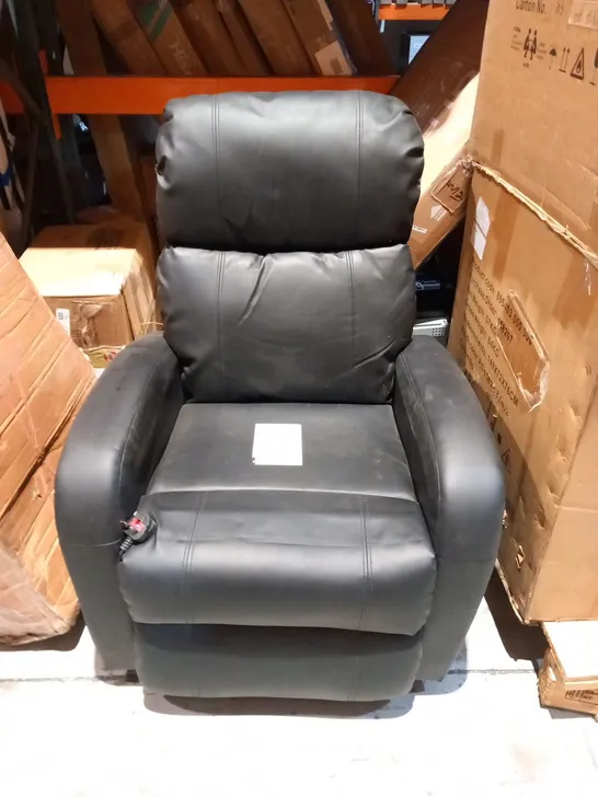 DESIGNER BLACK FAUX LEATHER ELECTRIC RECLINING ARM CHAIR