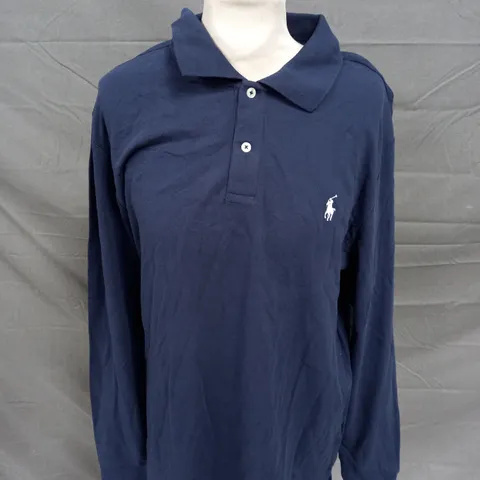 POLO RALPH LAUREN LONG SLEEVE POLO SHIRT IN NAVY - L