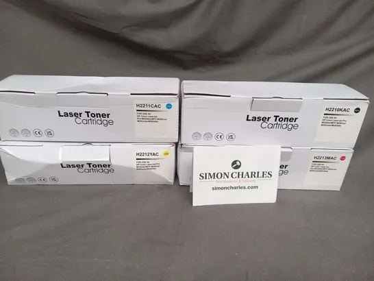 FOUR ASSORTED LASER TONER CARTRIDGES FOR USE IN HP COLOUR LASER JET PRO