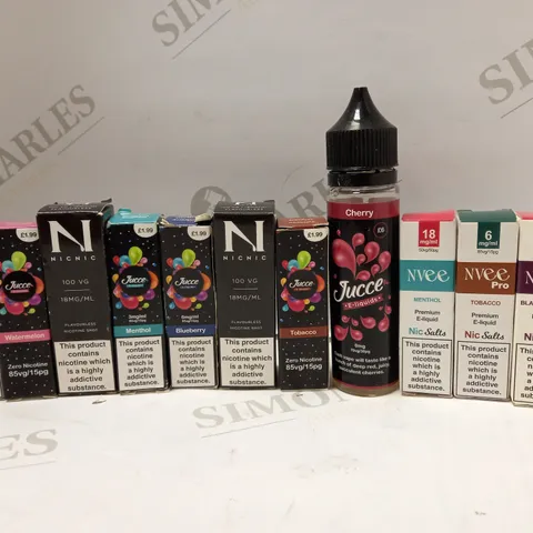 LOT OF APPROX 30 ASSORTED E-CIGARETTE LIQUIDS IN VARIOUS STRENGTHS AND FLAVOURS 