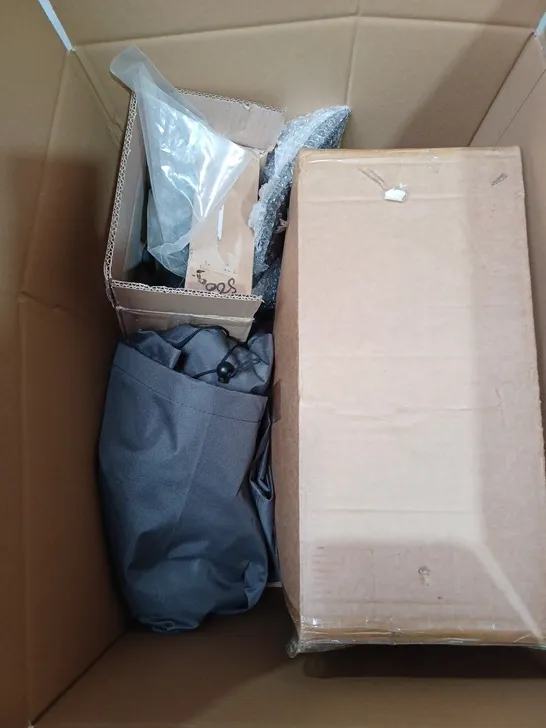 BOX TO CONTAIN APPROX. 6 X ASSDORTED HOUSEHOLD PRODUCTS. INCLUDES HEATING BLANKET CONTROLLER, VARIOUS COVERS, FABRICS ETC 