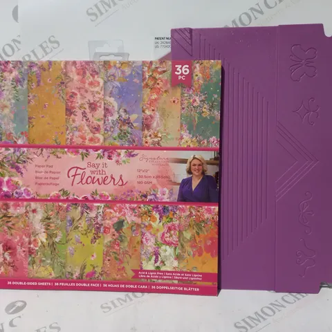 SIGNATURE COLLECTION BY SARA DAVIES SAY IT WITH FLOWERS 36 PIECE PAPER PAD & EMBOSSING DESIGNER