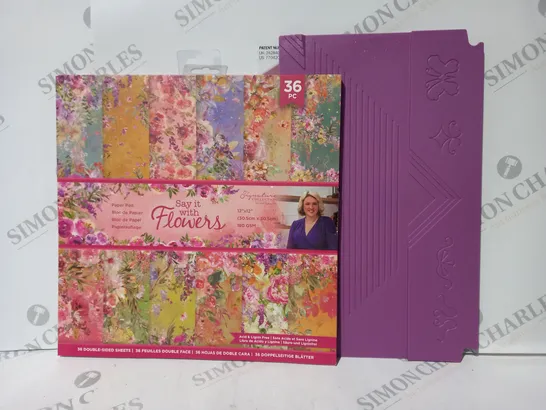 SIGNATURE COLLECTION BY SARA DAVIES SAY IT WITH FLOWERS 36 PIECE PAPER PAD & EMBOSSING DESIGNER