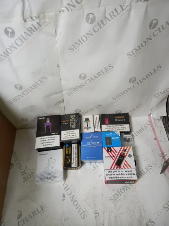 BOX OF APPROXIMATELY 10 ECIG PRODUCTS TO INCLUDE ASPIRE, KANGERTECH, SMOK