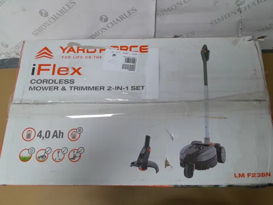 BOXED YARD FORCE IFLEX 12V MOWER & GRASS TRIMMER 