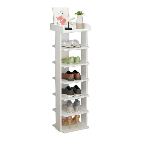 BOXED 7 PAIR SHOE RACK WHITE