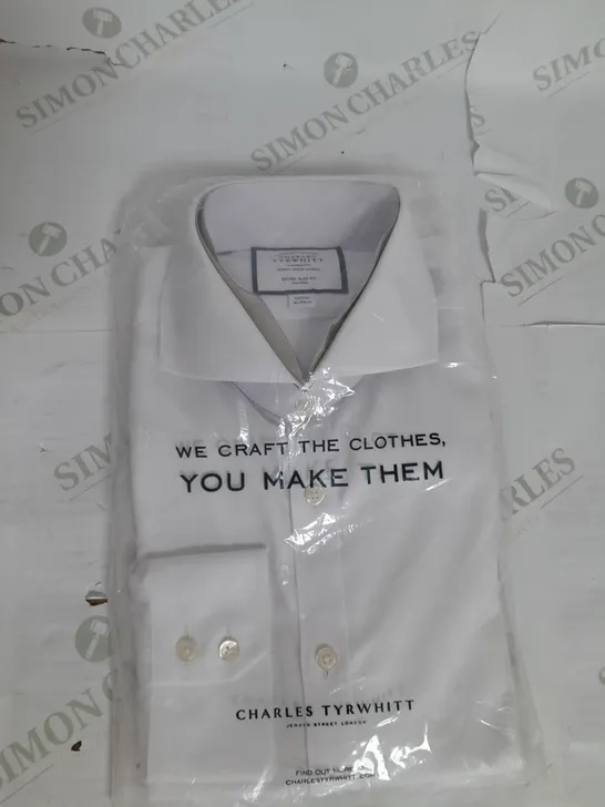 CHARLES TYRWHITT EXTRA SLIM FIT DRESS SHIRT IN WHITE 16/34IN