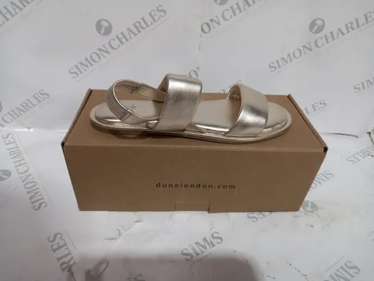 BOXED DUNE GOLD LEATHER COMFORT FLAT SANDALS SIZE 39