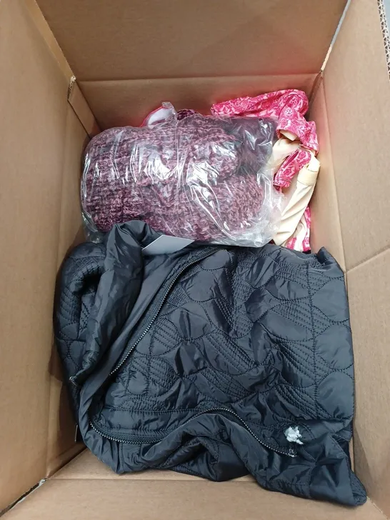 BOX OF APPROXIMATELY 9 PEICES OF ASSORTED WOMENS CLOTHING