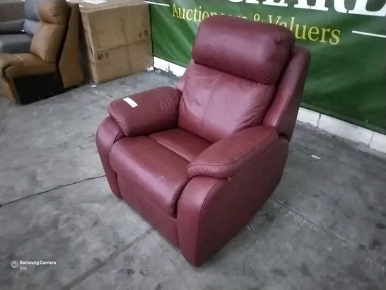 QUALITY BRITISH DESIGNER G PLAN KINGSBURY ELECTRIC RECLINING CHAIR CAPRI CLARET LEATHER 