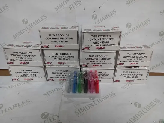 LOT OF APPROXIMATELY 10 ENRICH PACKS OF APPROXIMATELY 20 H2 E-CIGARETTE ATOMIZERS IN VARIOUS COLOURS (200 IN LOT)