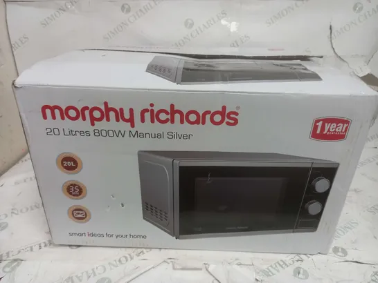 MORPHY RICHARDS 20 LITRES 800W MANUAL SILVER MICROWAVE