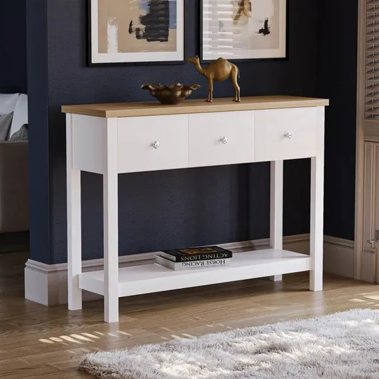 BOXED CLUNY 3 DRAWER CONSOLE TABLE