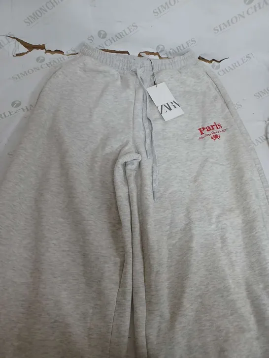 ZARA LIGHT GREY PARIS SWEAT PANTS - SMALL