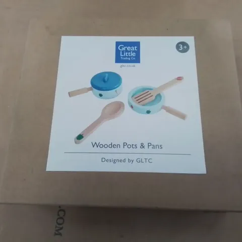 BOXED GREAT LITTLE TRADING CO WOODEN POTS AND PANS