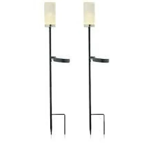 BOXED HOME2GARDEN SET OF 2 SOLAR LED CRYSTAL EFFECT STAKE LIGHTS - COLOUR CHANGING