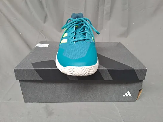 BOXED PAIR OF ADIDAS GAMECOURT 2 M SHOES IN TEAL/GREEN UK SIZE 11