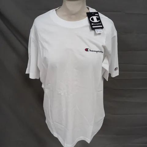 CHAMPION WHITE LOGO T-SHIRT - M