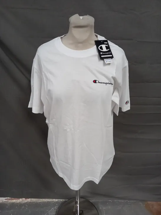 CHAMPION WHITE LOGO T-SHIRT - M