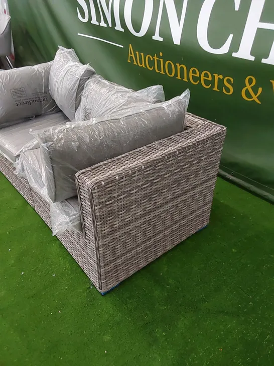 FLORIDA 2-SEATER MODULAR GREY RATTAN SOFA WITH CUSHIONS 