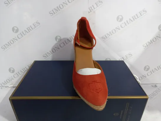 BOXED FAIRFAX&FAVOR MONACO WEDGE SUNSET ORANGE SUEDE - UK 7 