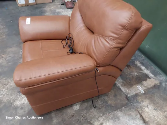 QUALITY BRITISH DESIGNER G PLAN WASHINGTON POWER RECLINING EASY CHAIR DALLAS TAN LEATHER 