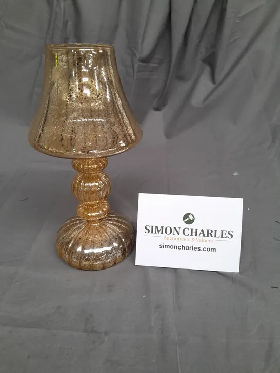 BOXED HOME REFLECTIONS PRE-LIT LED MERCURY GLASS LAMP IN GOLD