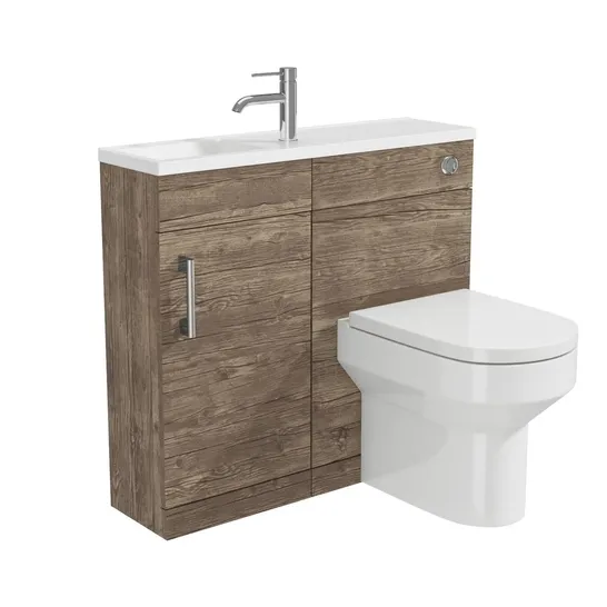 BOXED ASHFORD 910MM L-SHAPED BASIN VANITY UNIT - WOOD EFFECT 