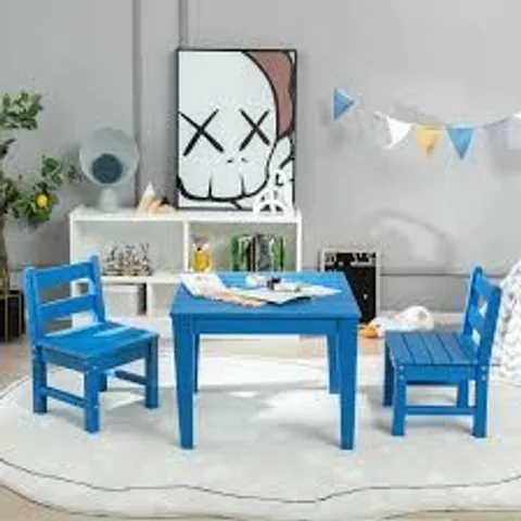 BOXED 3-PIECE TODDLER MULTI ACTIVITY PLAY DINING STUDY KIDS TABLE AND CHAIR SET - BLUE