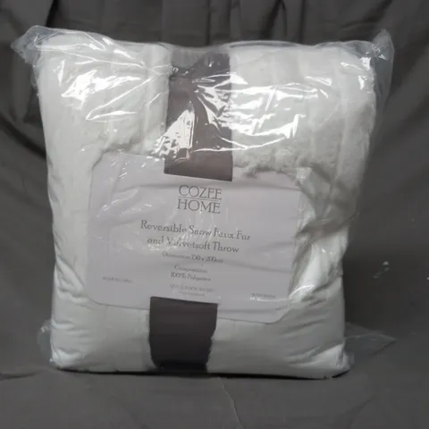 BOXED COZEE HOME REVERSIBLE SNOW FAUX FUR & VELVETSOFT THROW