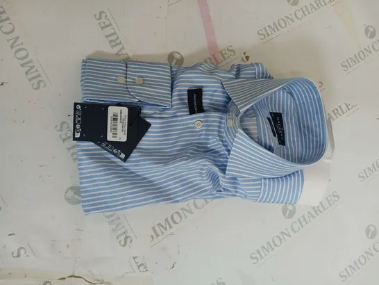 HACKETT BOLD TWILL STRIPE BLUE/WHITE SLIM FIT SHIRT SIZE 15.5