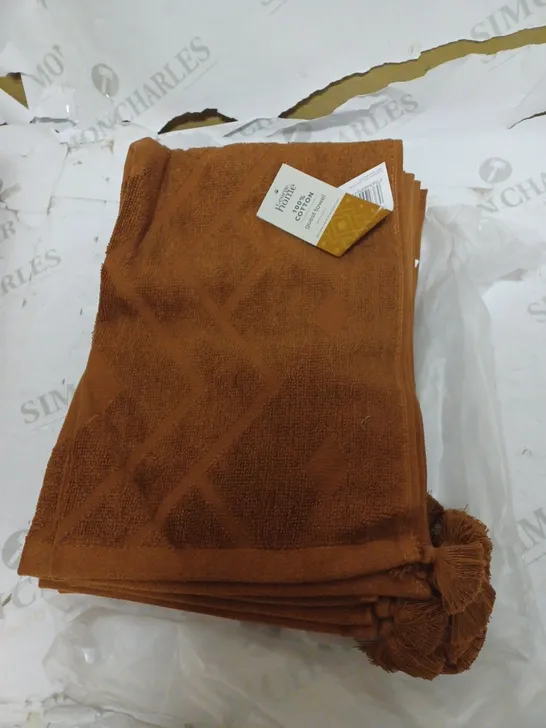 BRAND NEW CASE OF 12 CARAMEL BROWN SAHARA TRIBAL GUEST TOWEL 4PC PACKS