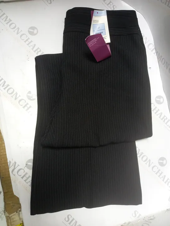 M&S PINSTRIPE TROUSERS, BLACK - SIZE 8 SHORT 