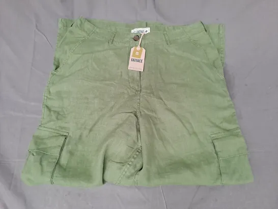 FATFACE DEMI LINEN BLEND CARGO TROUSERS IN DARK GREEN UK SIZE 14R