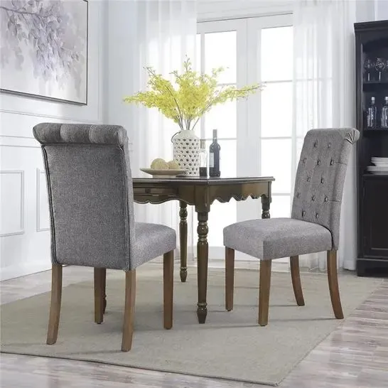 BOXED SET OF 2 RHIANNON FABRIC DINING CHAIRS - GREY (1 BOX)