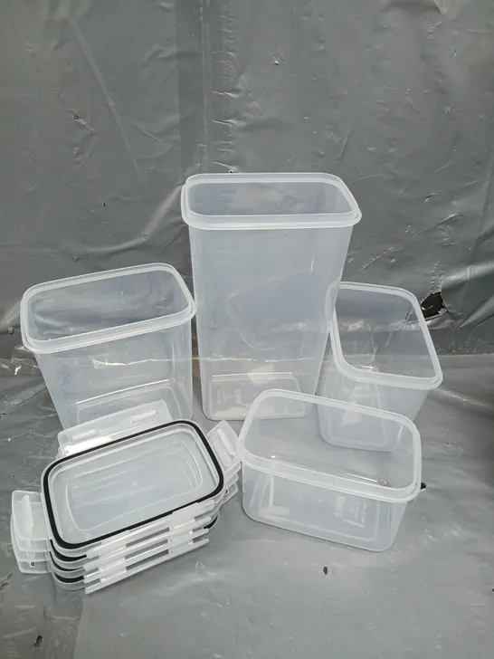 SET OF 24 ASSORTED CLEAR FOOD STORAGE TUBS IN VARIOUS SIZES