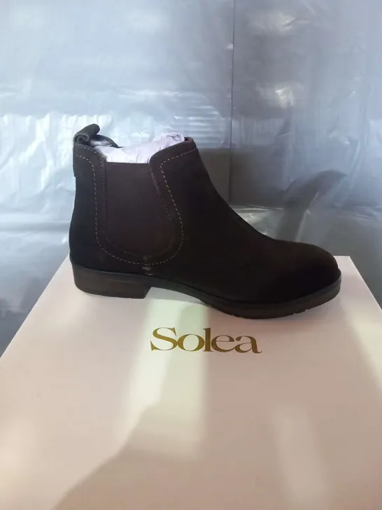 BOXED SOLEA DIXON BROWN SUEDE ANKLE BOOTS SIZE 3