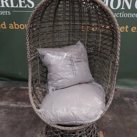 DESIGNER FREESTANDING SWIVEL RATTAN EGG CHAIR