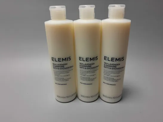 3 x ELEMIS SEA LAVENDER & SAMPHIRE BATH & SHOWER MILK (3 x 300ml)