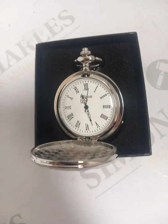 MENS EDISON POCKET WATCH – QUARTZ MOVEMENT – CHAIN AND GIFT BOX INCLUDED