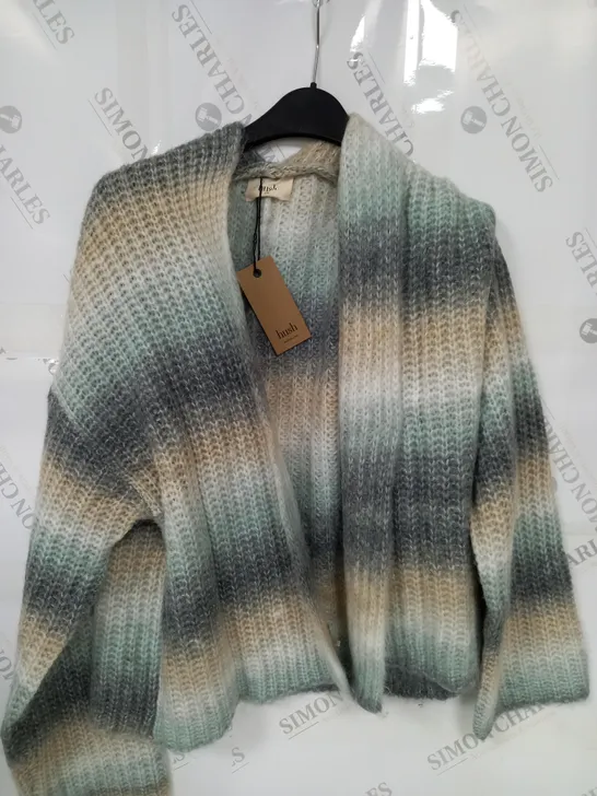 HUSH FLUFFY OMBRE CARDIGAN IN MSUHROOM GREY/MULTI - XXS