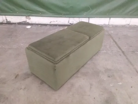 LOUNGE CO MADE AND MANUFACTURED RECTANGULAR STORAGE FOOTSTOOL - WOODLAND MOSS FABRIC 