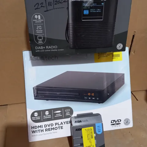 LOT  OF APPROX 20 ASSORTED ITEMS TO INCLUDE HDMI DVD PLAYER, DAB RADIO, USB DEVICE ETC