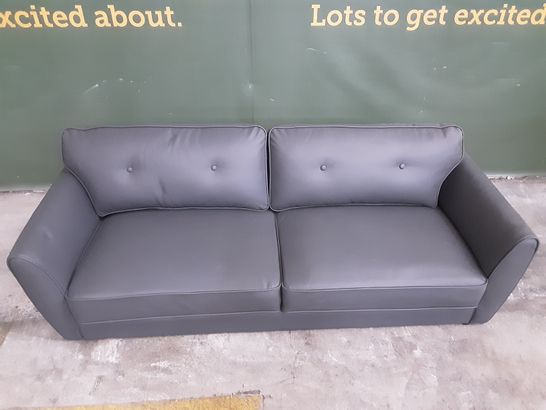 DESIGNER GREY LEATHER WIDE 2-SEATER SOFA 