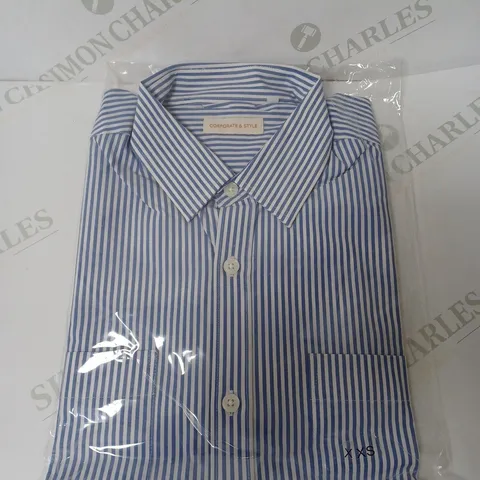 SEALED SET OF 5 BRAND NEW CORPORATIVE STYLE BLUE & WHITE STRIPE WOMENS SHIRT- XXS