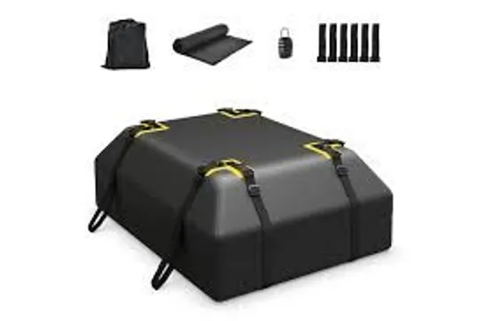 BOXED COSTWAY 425L CAR ROOF BAG WATERPROOF ROOFTOP CARGO CARRIER W/NON-SLIP MAT,STORAGE BAG, CODED LOCK