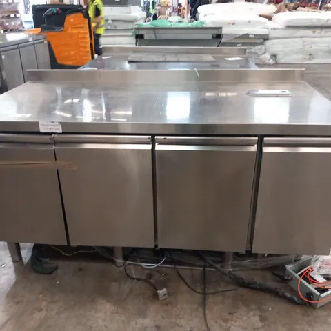 STAINLESS STEEL 3 DOOR FOOD PREPARATION UNIT WITH FOOD WASTE PULL OUT