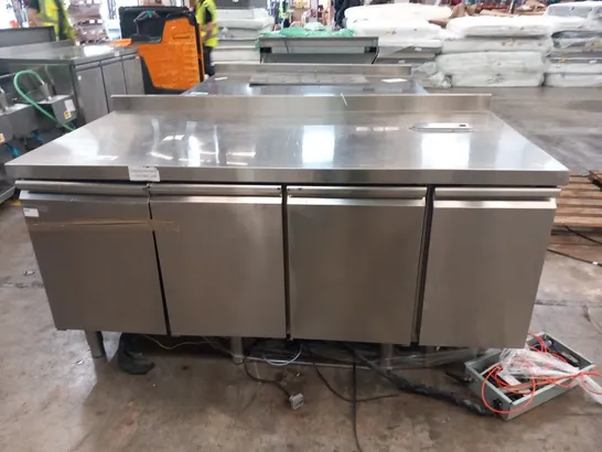 STAINLESS STEEL 3 DOOR FOOD PREPARATION UNIT WITH FOOD WASTE PULL OUT