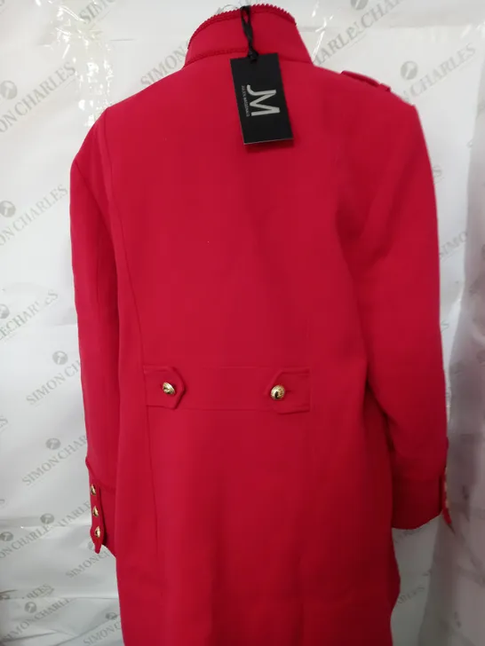 JULIEN MACDONALD LONG RED COAT WITH GOLDEN BUTTONS 