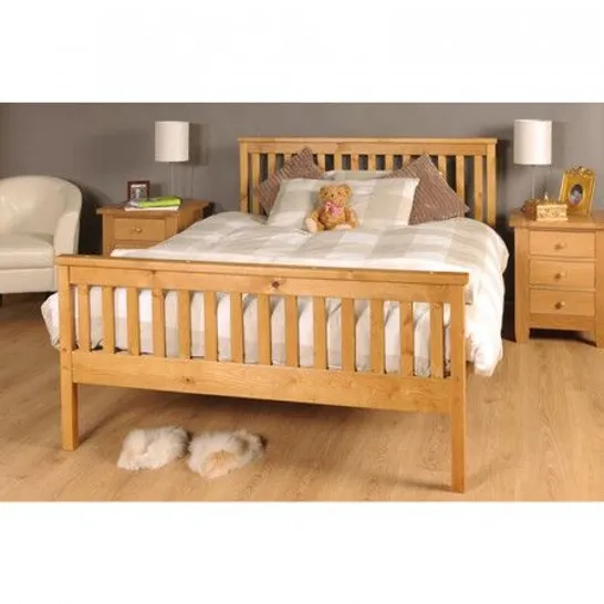 BOXED 4FT6 ATLANTIS HIGH FOOT BED FRAME DOUBLE IN CARAMEL - 1 BOX